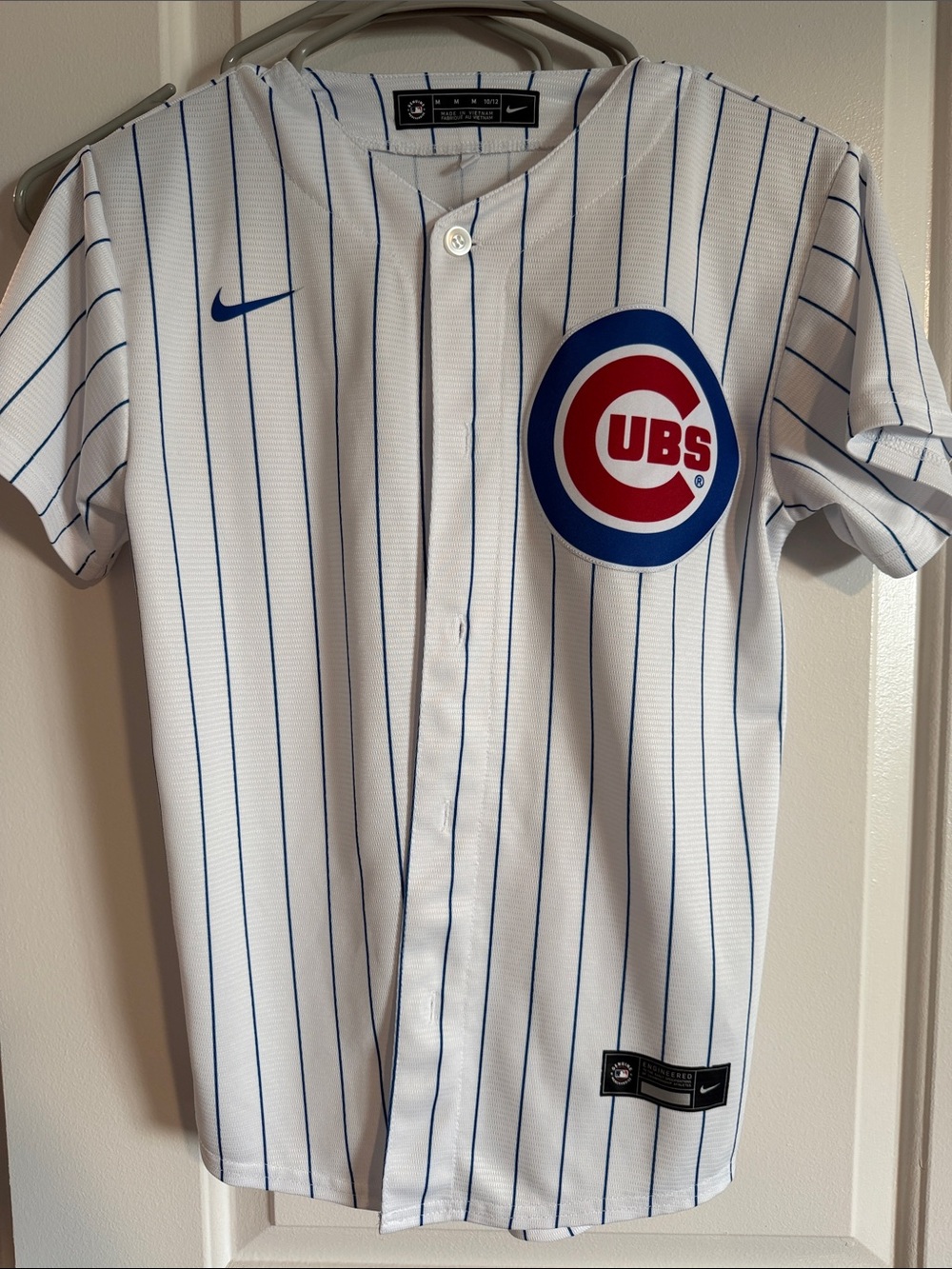 MLB Chicago Cubs White Jersey with Blue Pinstripes